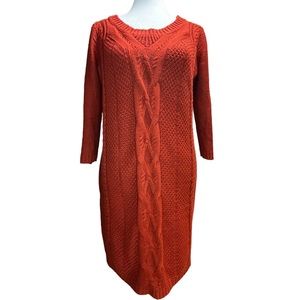 Pink Rose Cable Knit Sweater Dress